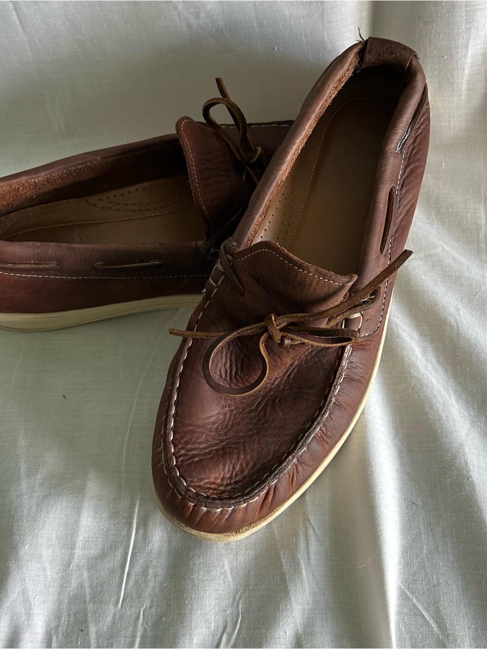 Men’s COLE HAAN Brown Leather Loafers Boat Shoes Moccasin-Style Size 11 - Picture 7 of 9